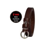 Goderi%100 Hakiki Deri, Gümüş Tokalı Ince 2 Cm Koyu Kahverengi Kadın Kemeri; Elbise, Pantolon Kemeri_Kilt 90 cm