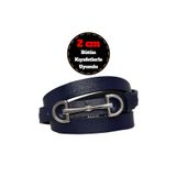 Goderi%100 Hakiki Deri, Gümüş Tokalı Ince 2 Cm Lacivert Kadın Kemeri; Elbise Kemeri, Pantolon Kemerid&D 90 cm