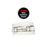 Goderi%100 Hakiki Deri, Gümüş Tokalı Ince 2 Cm Süt Beyaz Kadın Kemeri; Elbise Kemeri, Pantolon Kemerid&D 90 cm