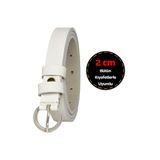 Goderi%100 Hakiki Deri, Gümüş Tokalı Ince 2 Cm Süt Beyaz Kadın Kemeri; Elbise Kemeri, Pantolon Kemeri_Klt 110 CM