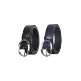 Goderi%100 Hakiki Deri Mat Gümüş Oval Tokalı 2'Li Set Siyah, Lacivert Ince Kadın Kemeri, 3 Cm, Kd, 39, Nik.Ov, 90 Cm