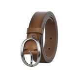 Goderi%100 Hakiki Deri Mat Gümüş Oval Tokalı Açık Kahverengi Ince Kadın Kemeri, 3 Cm, 3Cm, Kdn, 39, Nik.Ov, 105 Cm