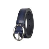 Goderi%100 Hakiki Deri Mat Gümüş Oval Tokalı Lacivert Ince Kadın Kemeri, 3 Cm, 3Cm, Kdn, 39, Nik.Ov, 95 Cm