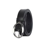 Goderi%100 Hakiki Deri Mat Gümüş Oval Tokalı Siyah Ince Kadın Kemeri, 3 Cm, 3Cm, Kdn, 39, Nik.Ov, 115 Cm