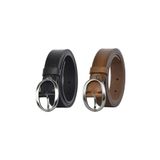 Goderi%100 Hakiki Deri Mat Oval Tokalı 2'Li Set Siyah, Açık Kahverengi Ince Kadın Kemeri, 3 Cm, Kdn39Nik.Ov, 120 Cm
