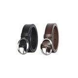 Goderi%100 Hakiki Deri Mat Oval Tokalı 2'Li Set Siyah, Koyu Kahverengi Ince Kadın Kemeri, 3 Cm, Kdn39Nik.Ov, 95 Cm