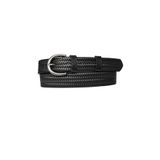 Goderi%100 Hakiki Deri Nikel Tokalı Örgü Desenli Siyah Ince Kadın Kemeri, 3Cm=3Cm-Kdn-03 95 CM