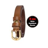 Goderi%100 Hakiki Deri, Renk Tokalı Ince 2 Cm Açık Kahverengi Kadın Kemeri; Elbise, Pantolon Kemeri_Düz 110 CM