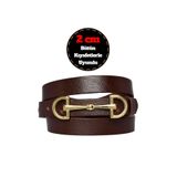 Goderi%100 Hakiki Deri, Renk Tokalı Ince 2 Cm Koyu Kahverengi Kadın Kemeri; Elbise, Pantolon Kemerid&D 95 CM