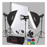 Godox SK400 3'lü Paraflaş Set + Seyyar Fon Perde 3x6 Metre