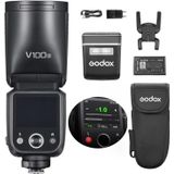Godox V100S kablosuz kamera flaşı 100 W yuvarlak başlı Speedlite 1/8000s 2980 mAh pil 1,7 s şarj süresi dahili LED ayar lambası çıkarılabilir alt flaş + Sony kamera için 24 adet flaş jeli