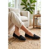 Godystep Isla Hasır Örgü Doku Düz Taban Slip-On Kadın Loafer Babet Ayakkabı