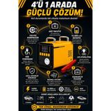 Goes Akü Takviye 1600A 16.000MAH 150 Psı Hava Kompresörü Powerbank LED Fener Basınçlı Üfleme 4'ü 1 Arada - A8833Sarı