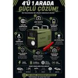 Goes Akü Takviye 1600A 16.000MAH 150 Psı Hava Kompresörü Powerbank LED Fener Basınçlı Üfleme 4'ü 1 Arada Haki - A8833Haki