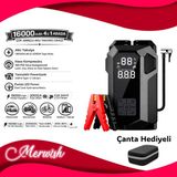 Goes Akü Takviye Cihazı 4’ü 1 Arada 2000 Amper Jump Starter 150 PSI Hava Kompresörü Powerbank & LED Fener Taşıma Çantalı - Akü Takviye Cihazı 16000mAh