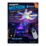 Goes Bluetooth Müzikli Akıllı RGB Renkli LED Işık Sessiz Motor Gece Modlu 6 Kanat Tavan Vantilatörü