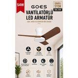 Goes LED Işıklı Tavan Vantilatörü Avize Armatür 80CM 54W 6 Hız Kademeli Kumandalı Telefon Uygulaması Kontrollü Gva-54 - Beyaz - Kahverengi