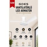 Goes LED Işıklı Tavan Vantilatörü Avize Armatür 80CM 54W 6 Hız Kademeli Kumandalı Telefon Uygulaması Kontrollü Gva-54 - Beyaz
