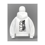 Gofeel Beyaz Türk Wolf Baskılı Kar Maskeli Oversize Sweatshirt Hırka