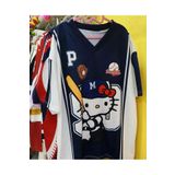 Gofeel Lacivert Kitty Beyzbol Baskı Detail Jersey Kısa Kol Forma