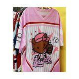 Gofeel Pembe Kitty Beyzbol Baskı Detail Jersey Kısa Kol Forma