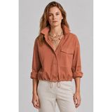 goffra Kadın Form Çıtçıtlı Gömlek Ayarlanabilir Bel Şık Rahat Kesim Açık Terra W201-K0304-05 - XS