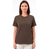 goffra Kadın Vision Bisiklet Yaka Premium Kalite Yoğun Dokulu Pamuklu T-Shirt Kahverengi W101-R0220-06 - 2XL