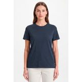 goffra Kadın Vision Bisiklet Yaka Premium Kalite Yoğun Dokulu Pamuklu T-Shirt Lacivert W101-R0220-07