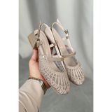 GOFFSHOES Kadın Cerny Kısa Topuklu Örgülü Ayakkabı - Vizon