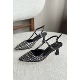 GOFFSHOES Kadın Erica Topuklu Ayakkabı - Hasır-Siyah