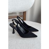 GOFFSHOES Kadın Ovis Sivri Topuklu Ayakkabı - Siyah Süet