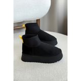 GOFFSHOES Kadın Royal Streç Kısa Bot - Siyah Süet