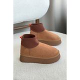 GOFFSHOES Kadın Royal Streç Kısa Bot - Taba Süet