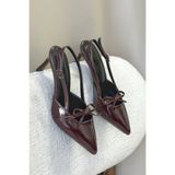 GOFFSHOES Kadın Sinco Fiyonklu Topuklu Ayakkabı - Kahve-Rugan