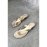 GOFFSHOES Kadın Star Parmak ArasıTopuklu Terlik - Altın