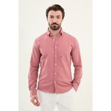 Gofreli Pembe Slim Fit Pamuk Erkek Gömlek - 2XL