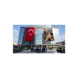 Göğe Bakan Atatürk.Atatürk Portresi Bayrak ve Türk Bayrağı Premium Raşel Kumaş 2'li Set 10x15 metre ATA73