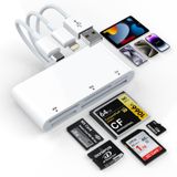 Gogerit iPhone/iPad için SD/TF/MS/CF/XD Kart Okuyucu, 5'i 3 Arada Yıldırım ve USB-C ve USB A Konektörü Bellek SD Kart Adaptörü, Çoklu Hafıza Kartı Okuyucu Yüksek Hızlı Trail Kamera Görüntüleyici, Tak ve