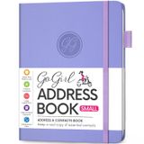 GoGirl Adres Defteri, Alfabetik Sekmeli Telefon ve Adres Defteri, Kişileri Güvenli Bir Şekilde Saklamak İçin, Küçük (10,2 x 14,9 cm) Suni Deri Ciltli Lavanta
