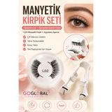 goglobal Manyetik Takma Kirpik Seti L02 | Çift Mıknatıslı | Yapıştırıcısız | Doğal Görünüm | Uygulama Aparatl