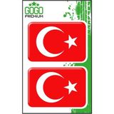 Gogomoto Türk Bayrağı 3 İkili Damla Etiket 4 x 6 cm Kırmızı Renkli Dayanıklı Malzeme ile