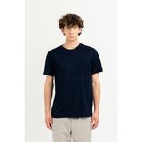 Göğüs Cepli Bisiklet Yaka Slim Fit Erkek T-Shirt - Lacivert