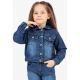 Göğüs Cepli Düğme Kapamalı Kız Çocuk Kot Ceket- Indigo - 5-6 Yaş - 5 - 6 Yaş - İndigo
