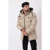 Göğüs Cepli Içi Kürklü Uzun Şişme Mont Pldp 2957_50456 - Bej