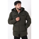 Göğüs Cepli Içi Kürklü Uzun Şişme Mont Pldp 2957_50456 - Haki