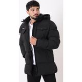Göğüs Cepli Içi Kürklü Uzun Şişme Mont Pldp 2957_50456 - Siyah