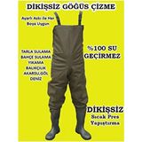 Göğüs Çizme, Pvc Tulum Çizme %100 Su Geçirmez, Leke Tutmaz 55 Mikron Dikişsiz Tulum - Haki