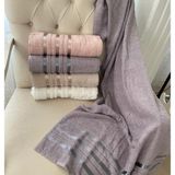 Gohiba Floşlu Yumuşak Trend Banyo Havlusu %100 Pamuklu - 70 x 140 cm - Pudra