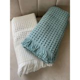 Gohiba Waffle Pöti Pamuklu Havlu Özel Doku ve Tasarım Şık Banyo Havlusu - 70 x 140 cm - Naturel - Yeşil
