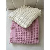 Gohiba Waffle Pöti Pamuklu Havlu Özel Doku ve Tasarım Şık Banyo Havlusu - 70 x 140 cm - Pudra